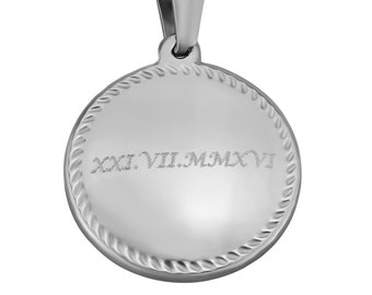 Personalisierte Kette mit Gravur in Silber aus Edelstahl Anhänger Kreis personalisierte Geschenke