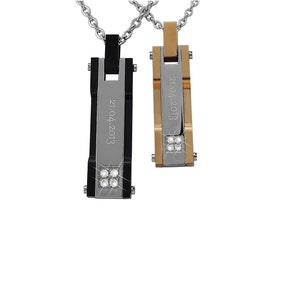 Personalized Necklaces with Engraving Partner Necklaces Titanium Steel Silver/Gold/Black Rhinestones Personalized Gifts