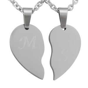 Personalized necklaces with engraving Partner necklaces stainless steel with heart halves silver/gold personalized gifts for couples