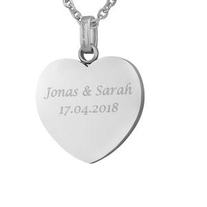 Personalized necklace with engraving noble heart pendant in silver made of stainless steel personalized gifts for your loved one