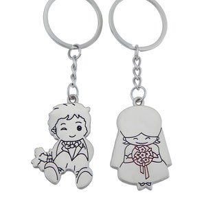 Personalized keychain with engraving married couple man and woman pendant in silver personalized gifts couples