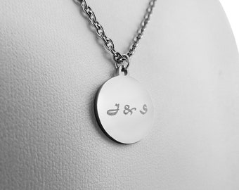 Personalized necklace with engraving round circle pendant stainless steel silver personalized gifts for men and women