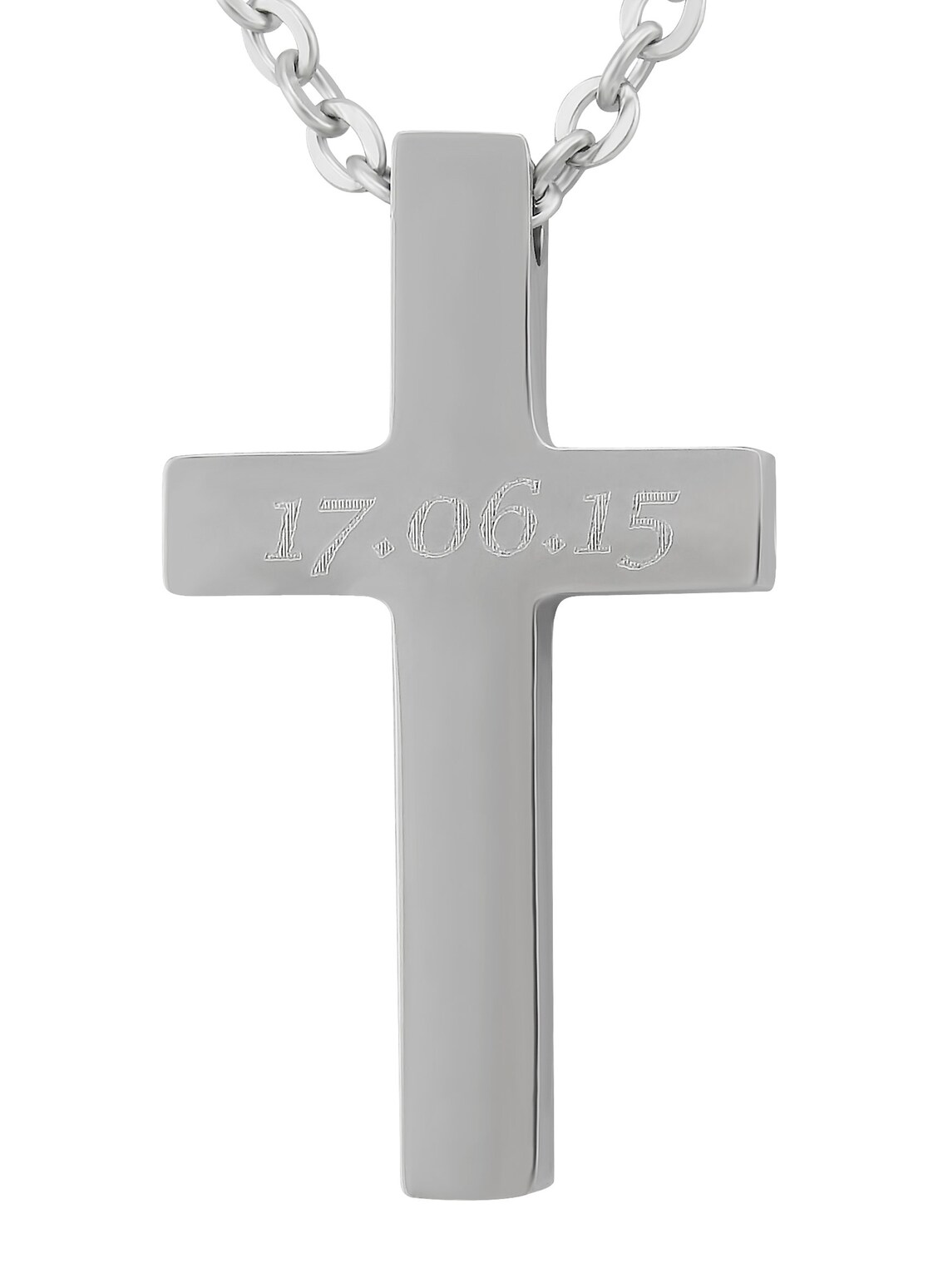 Engraved Cross Necklace With Wish Engraving Silver Neck Chains Etsy UK