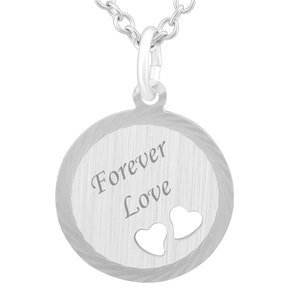 Collier personnalisé avec gravure pendentif en argent sterling 925 coeurs ronds cadeaux personnalisés femme, petite amie, maman