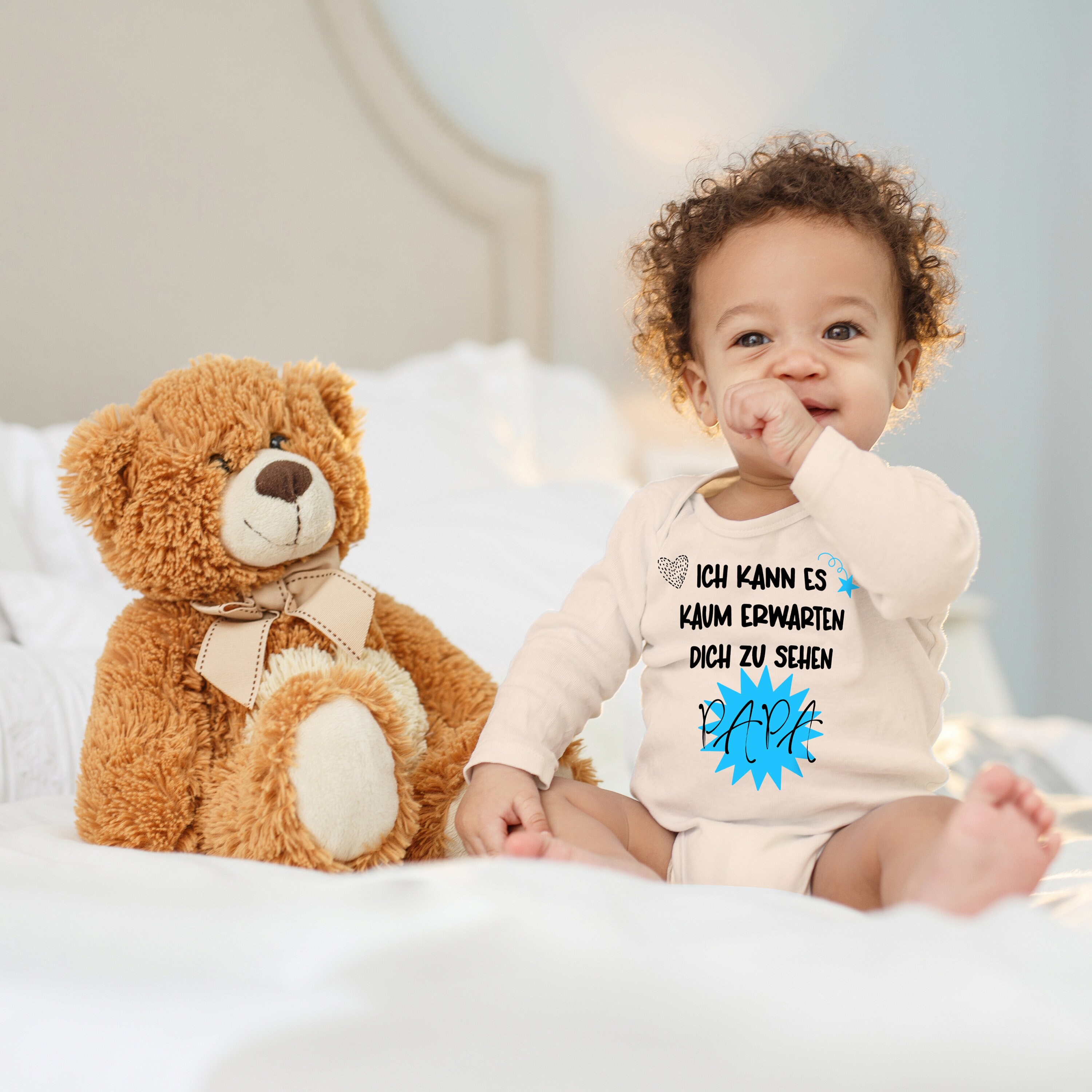 Blue Stork Baby Body I Can't Wait to See You Dad Birthday