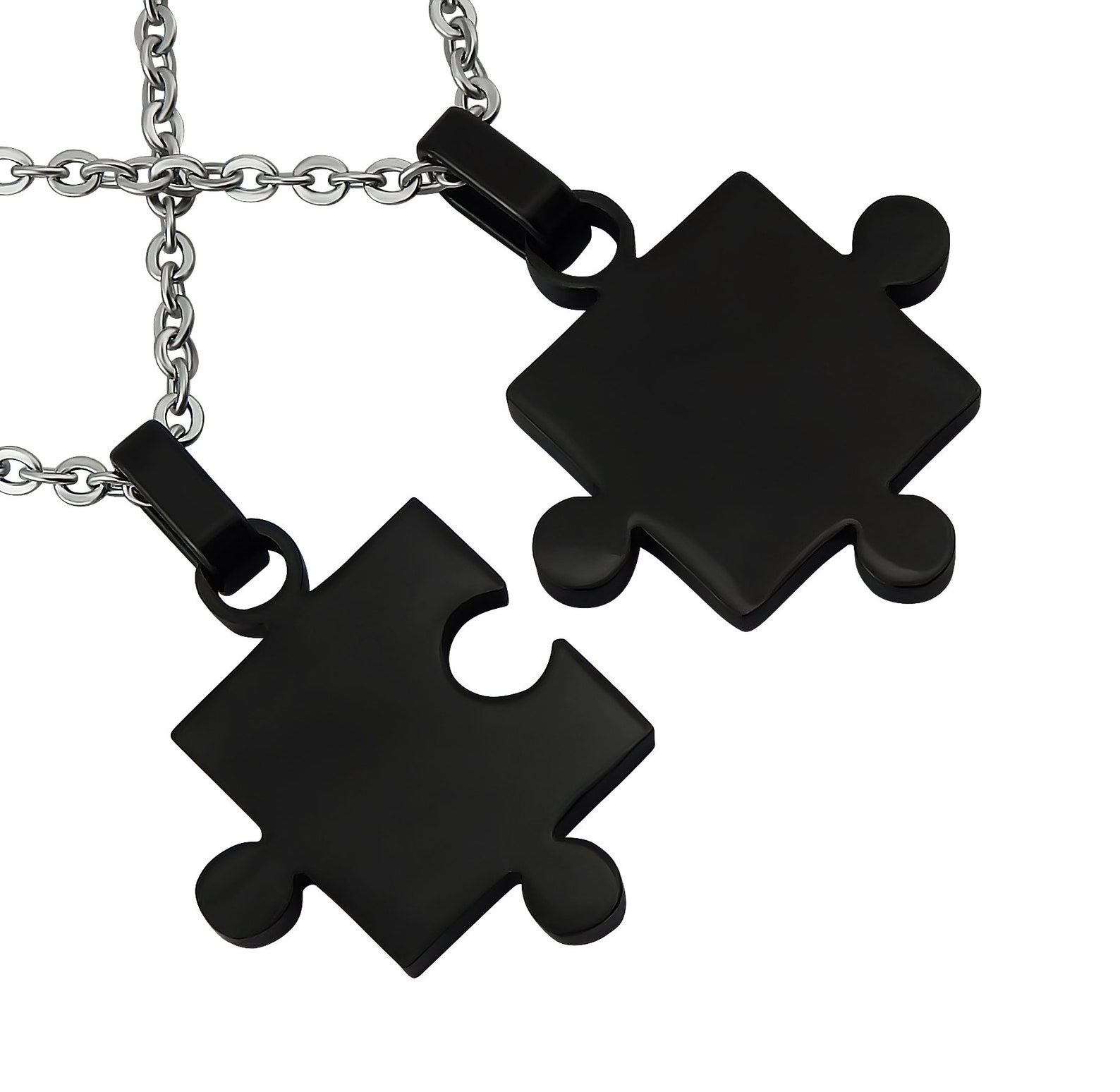 2x black puzzle pieces. Neck necklace with custom desire Etsy