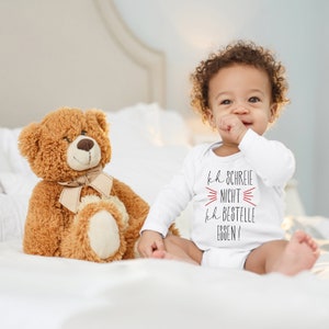 Blue Stork Baby Body with Saying I&#39;m not shouting, I&#39;m ordering food Birthday Gift for Toddler Long Sleeve Organic Cotton