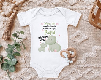 Baby Body "Papa, Ich liebe dich, Nilpferde" Geschenk zum Vatertag oder Geburtstag für den Vater für Kleinkind Kurzarm Bio Baumwolle