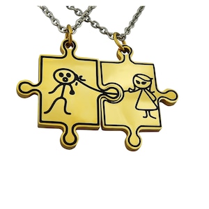 Personalized necklaces with engraving partner necklaces puzzle in gold made of stainless steel personalized gifts for couples