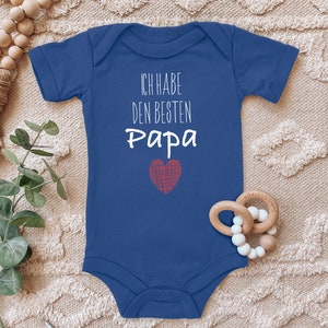 Body de bebé Cigüeña azul &quot;Tengo el mejor papá&quot; Regalo de corazón para el nacimiento en el cumpleaños para niño pequeño Algodón orgánico de manga larga