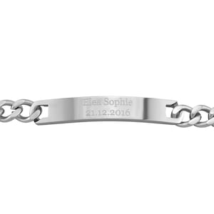 ステンレススチールにシルバーの彫刻を施したパーソナライズされたブレスレット、個別のテキストのパーソナライズされたギフト付き