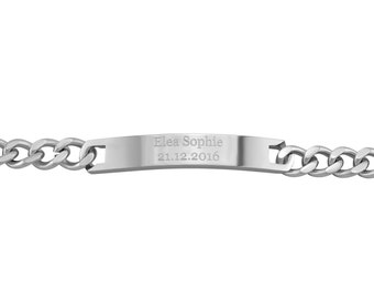 Personalized bracelet with engraving stainless steel in silver with individual text personalized gifts