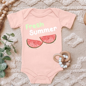 Baby bodysuit with print Baby bodysuit in different colors &quot;Fresh Summer, Laughing Melon Pieces&quot; Gift for toddler Short sleeve Organic cotton