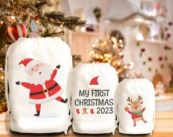 Bolsas navideñas con dulces motivos navideños. Bolsas de regalo para Navidad, Papá Noel o Adviento