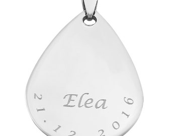 Personalisierte Kette mit Gravur aus Edelstahl in Silber Ovaler Anhänger besonderer Textverlauf personalisierte Geschenke