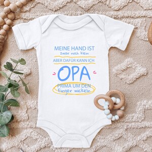 Baby Body &quot;My little hands wrap grandpa around my finger&quot; Funny saying for the offspring, gift for toddler short sleeve organic cotton