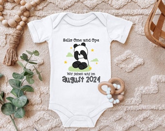 Baby Body "Hallo Oma und Opa, Wir sehen uns bald" Schwangerschaftsankündigung, Schwangerschaft für Kleinkind Kurzarm Bio Baumwolle