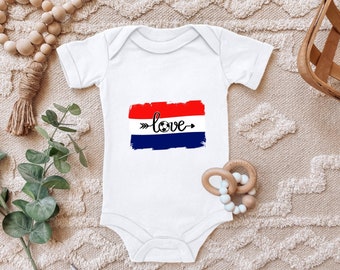 Baby Body "Fußball Liebe, Niederlande Holland Flagge" Geschenk zur Geburt Geburtstag für kleinen Fußballfan für Kleinkind Kurzarm