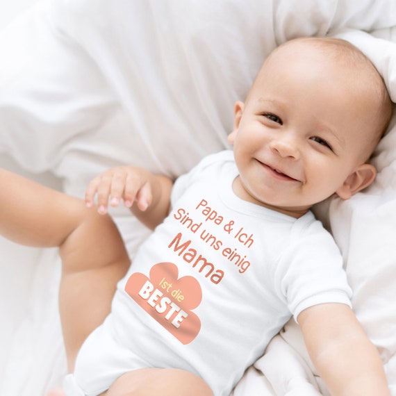 Baby Body Mit Spruch – „Papa Und Ich Sind Uns Einig, Mama Ist Die Beste“ – Kurzärmliger Schlupfbody Aus Bio-Baumwolle Für Jungen & Mädchen