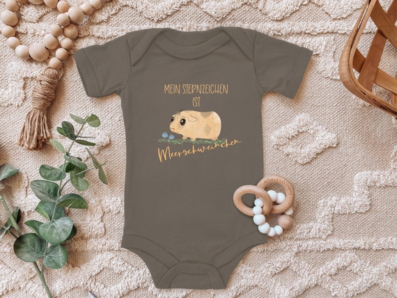 Blue Stork Baby Bodysuit my Zodiac Sign is Guinea Pig Gift for Toddler Short Sleeve Organic Cotton Etsy