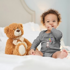 Baby Body &quot;For the first birthday with desired name Personalized&quot; saying gift for birth for birthday for toddler long sleeve cotton