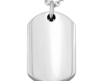 Personalisierte Kette mit Gravur Dog Tag Anhänger aus Edelstahl in Silber personalisierte Geschenke  für Männer