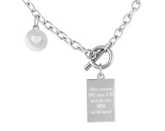 Personalisierte Kette mit Gravur Dog Tag mit Kreis Erkennungsmarke Edelstahl Silber personalisierte Geschenke