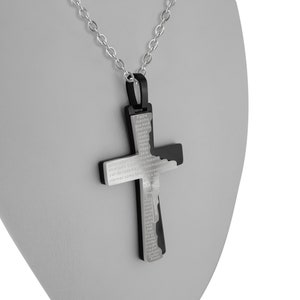 Personalized Necklace with Engraving Cross Pendant Stainless Steel Prayer &quot;Our Father&quot; Spanish Personalized Gifts