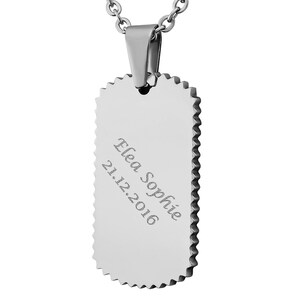 Personalized Necklace with Engraving Dog Tag Pendant with Special Edge Stainless Steel Personalized Gifts