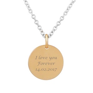 Personalized necklace with engraving 925 Sterling silver pendant round rose gold personalized gifts wife, girlfriend, mom