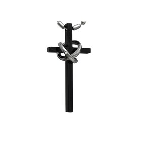 Personalized necklace with engraving cross pendant with engraving on the side in black stainless steel personalized gifts