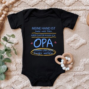Baby Body &quot;My little hands wrap grandpa around my finger&quot; Funny saying for the offspring, gift for toddler short sleeve organic cotton