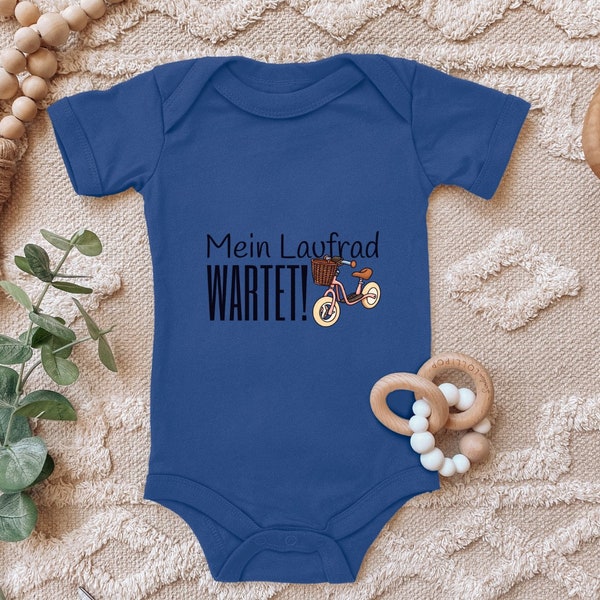 Baby bodysuit "My balance bike is waiting" birthday gift, big enough for the balance bike for toddlers, short sleeve organic cotton