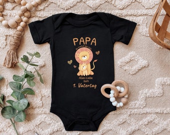Baby Body "Vatertags Geschenk 2 Löwen Papa du machst das toll" Spruch Geschenk für Papa zum ersten Vatertag für Kleinkind Kurzarm Baumwolle