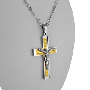 Personalized necklace with engraving cross pendant stainless steel cross with Jesus in silver/gold personalized gifts