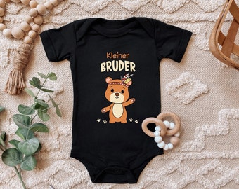 Baby Bodysuit "Little Brother, Sweet Bieber" Birth Birthday Gift for Toddler Short Sleeve Organic Cotton