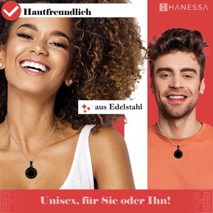 Personalisierte Kette mit Gravur Kreis Anhänger mit rundlaufendem Text aus Edelstahl in schwarz personalisierte Geschenke Bild 3