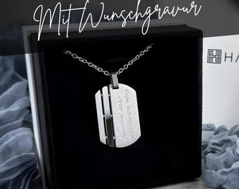 Personalisierte Kette mit Gravur Dog Tag Erkennungsmarke in Silber oder Gold Edelstahl personalisierte Geschenke