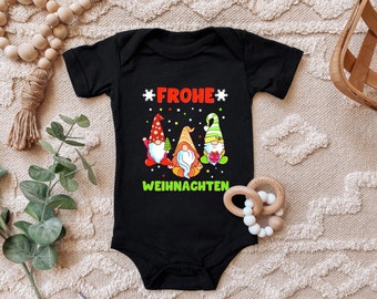 Baby bodysuit "3 elves wish you a Merry Christmas" saying gift for Christmas, Santa Claus for toddlers short sleeve organic cotton