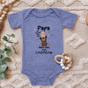 Blue Stork Baby Bodysuit "Dad, you're doing great, First Father's Day Bear" gift birth for Father's Day for toddler short sleeve organic cotton