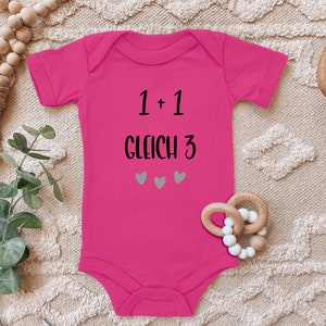 Blue Stork Baby Body 1+1=3 Hearts Family Gift for Toddler Short Sleeve Organic Cotton