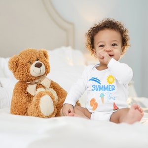 Body de bebé con body de bebé estampado en diferentes colores &quot;Verano, helado, sombrilla y sol&quot; regalo para niño pequeño de algodón orgánico de manga larga