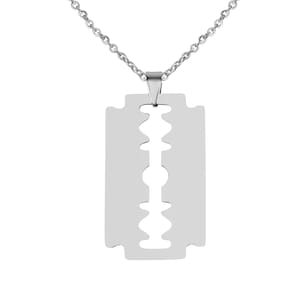 Personalized Necklace with Engraved Dog Tag Razor Blade Made of Stainless Steel Personalized Gifts