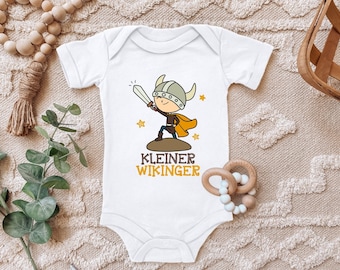 Baby Bodysuit "Little Viking with Sword" Gift for Birth Birthday for Toddler Short Sleeve Organic Cotton