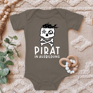 Blue Stork Baby Body with Print &quot;Pirate in Training&quot; Gift for Toddler Short Sleeve Organic Cotton