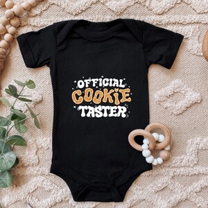 Baby bodysuit &quot;Official Cookie Taster, Official Cookie Tester&quot; spreuk cadeau voor Kerstmis, Kerstman voor peuter korte mouw biologisch katoen