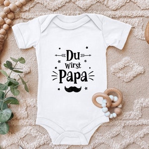 Blue Stork Baby Body &quot;You&#39;re Going to Be a Dad, Pregnancy, Surprise&quot; Man with baby bodysuit announce that he is going to be a father Short sleeve organic cotton
