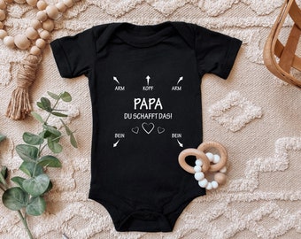 Baby Body "Papa du schaffst das" Lustiges Geschenk zur Geburt für den Vater für Kleinkind Kurzarm Bio Baumwolle