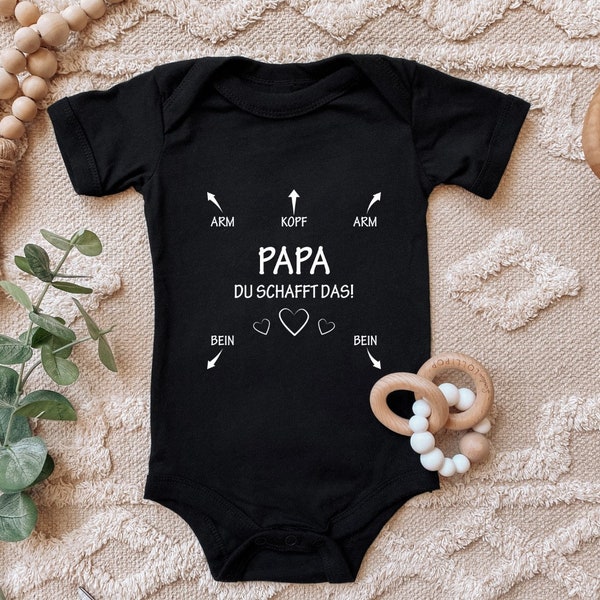 Baby Body "Papa du schaffst das" Lustiges Geschenk zur Geburt für den Vater für Kleinkind Kurzarm Bio Baumwolle