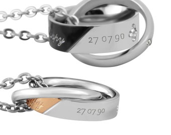 Personalisierte Kette mit Gravur  "Your Smile make me happy" mit Datum oder Namen personalisierte Geschenke  für Paare